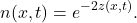 \[n(x, t) = e^{-2z(x,t)}.\]
