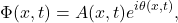 \[\Phi(x, t) = A(x, t) e^{i\theta(x,t)},\]