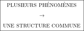 \[\boxed{ \;\begin{gathered} \text{PLUSIEURS PH&Eacute;NOM&Egrave;NES} \\[0.45em] \rightarrow \\[0.45em] \text{UNE STRUCTURE COMMUNE} \end{gathered}\; }\]